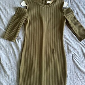 Forever 21 Olive Long Sleeve Ribbed Dress